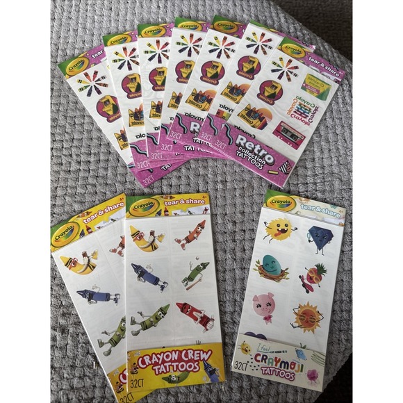 Crayola Other - 10 packs Crayola Retro Temporary Tattoos 320 total Crayon Crew, Retro , Craymoji